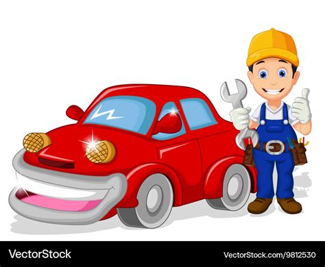 animated mechanic|cartoon pictures of a mechanic protecting car.